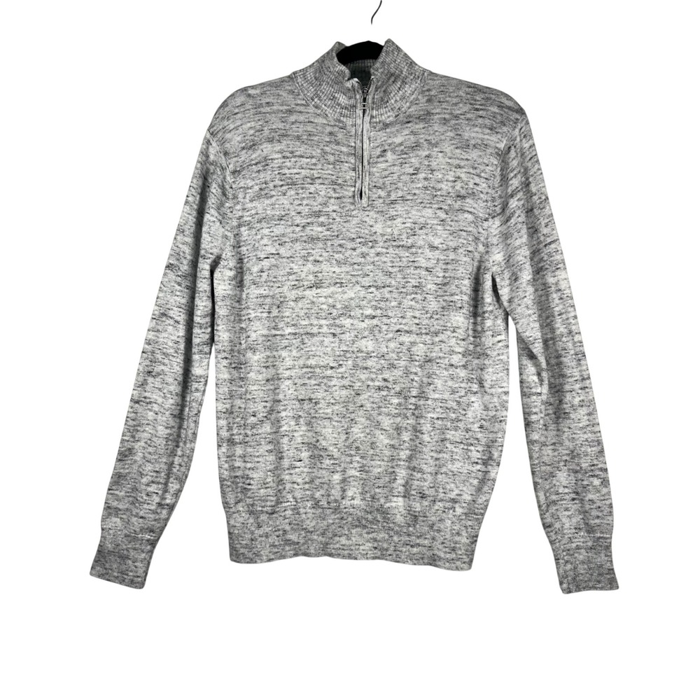 Bonobos Quarter-Zip Sweater Mens Grey Cotton Cashmere Slim Fit Size M